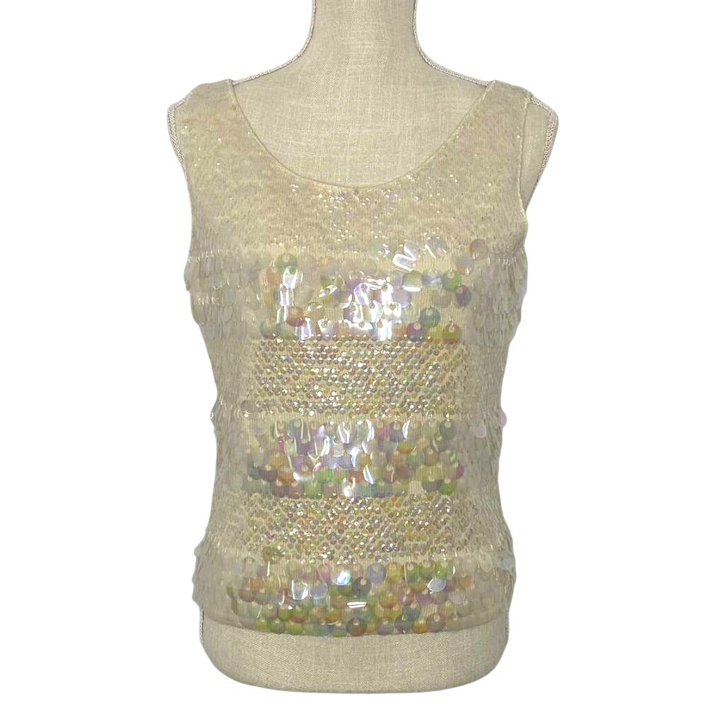 Vintage hand beaded cream top